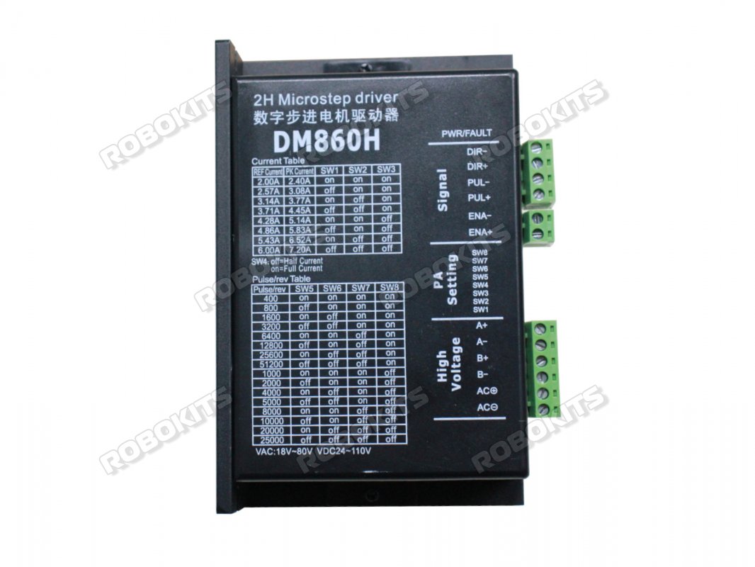 DMA860H | MA860H Microstepping Stepper Driver 80VAC or 110VDC 7.2A - Click Image to Close