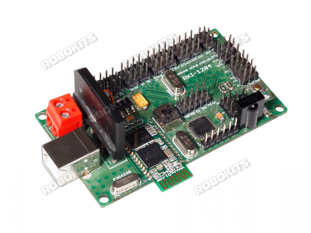 Uno R3 based Bluetooth & USB 18 Servo Controller compatible with Arduino - Click Image to Close