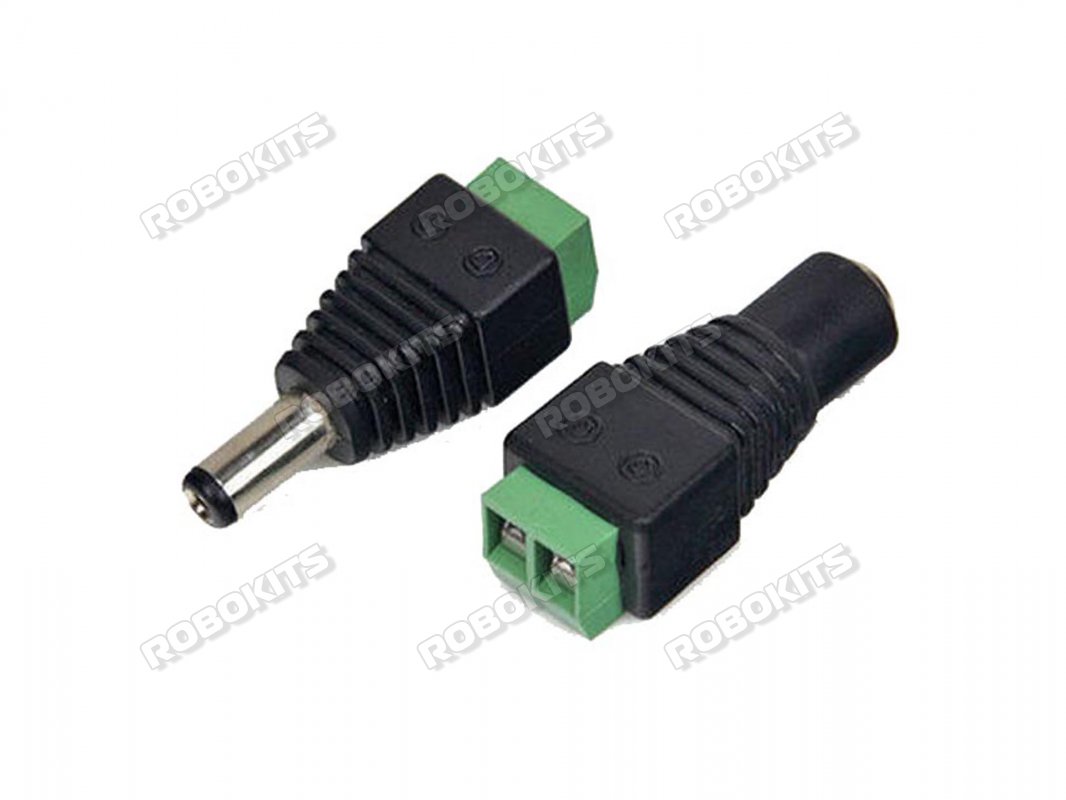 DC Barrel Jack Adapter Plug Screw Terminal 5.5mm/2.1mm (Male) & (Female) - Click Image to Close