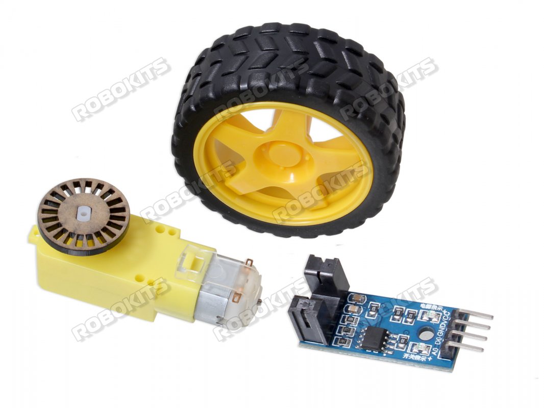 BO motor + Wheel + Encoder Disc + Encoder sensor Combo - Click Image to Close