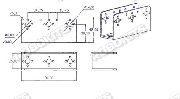 Large U Beam Aluminium Servo Bracket - Click Image to Close