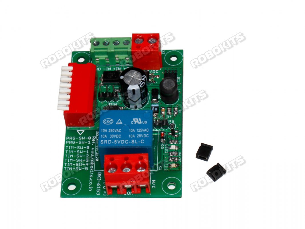 Delay / External Triggered 1-Channel Power Relay Module with Adjustable Delay (7- 48V DC/AC) Industrial Grade Arduino Compatible