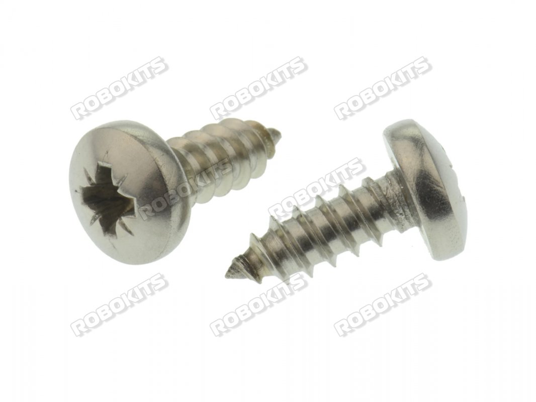 M3.5 x 9.5 mm Self Tapping Pan Phillips Screws Stainless Steel 304 MOQ 25 pcs - Click Image to Close