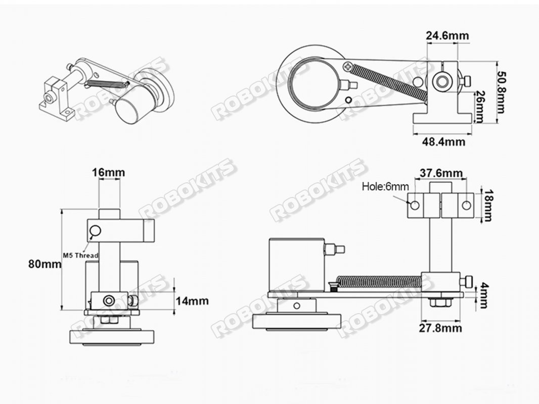 Fixed Slide Bracket with Long Axis for Encoder Mounting - Click Image to Close