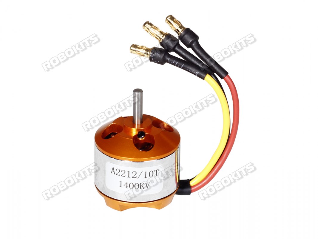 RC Brushless Motor 2212 1400KV with Soldered Banana Connector - Click Image to Close