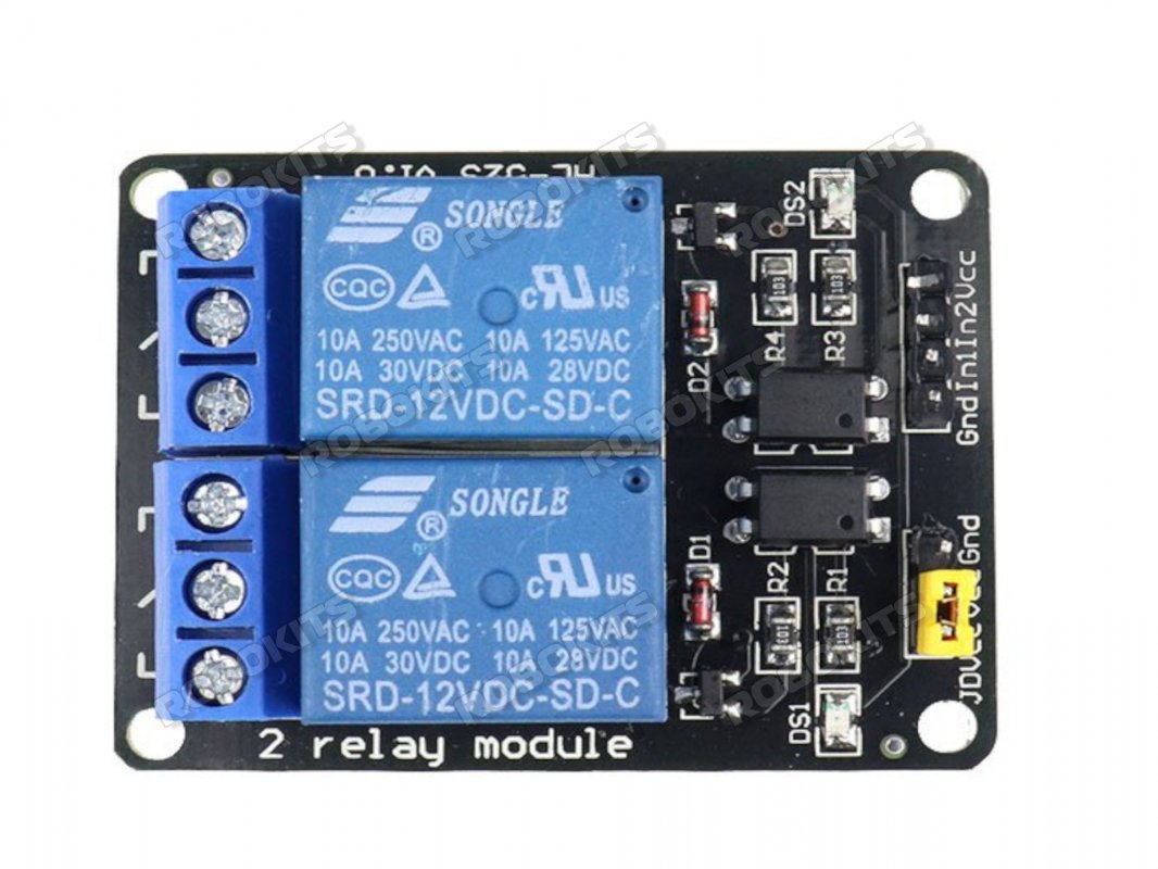 Opto-isolated 2 Channel 5V Relay Board Opto-isolated 2 Channel 5V Relay  Board [RKI-2304] - ₹105.00 : Robokits India, Easy to use, Versatile  Robotics & DIY kits
