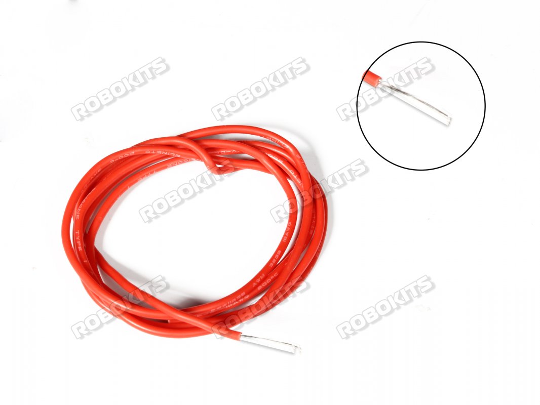 Silicone Wire High Temperature Corrosion Resistant 3KV UL 3239 Grade 18AWG (1m Red) - Click Image to Close