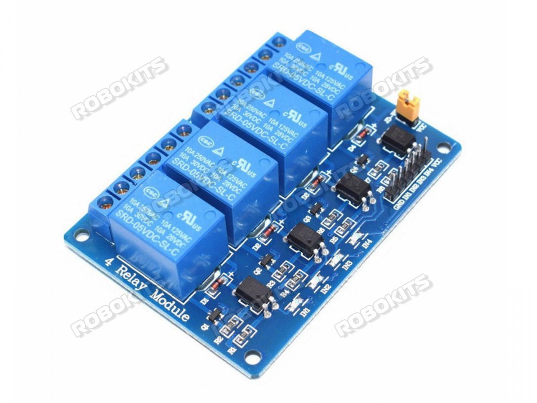 Opto-isolated 4 Channel 5V 10A Relay Board - Click Image to Close