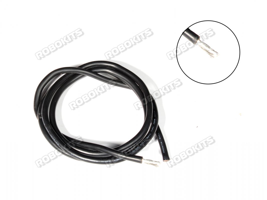 Silicone Wire High Temperature Corrosion Resistant 3KV UL 3239 Grade 10AWG (1 meter Black)