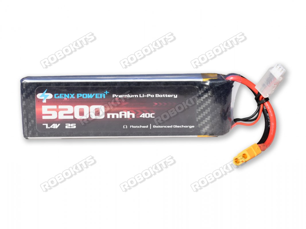 GenX 7.4V 2S 5200mAh 40C / 80C Premium Lipo Lithium Polymer Battery - Click Image to Close