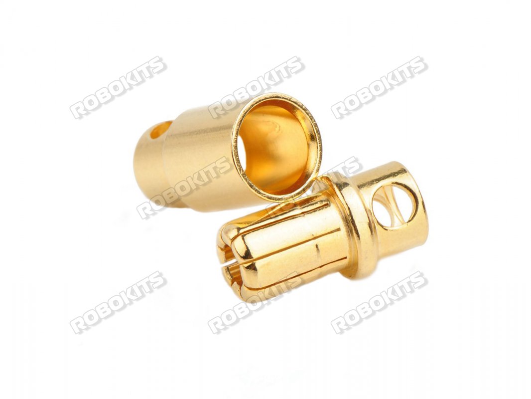 8MM Gold Plated Bullet Connector Male / Female Pair - Click Image to Close