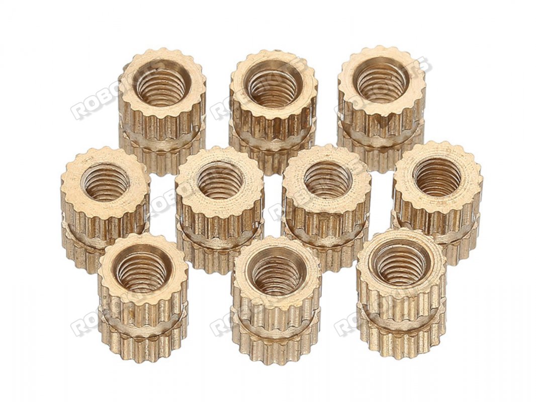 Brass Heat-Set Inserts for Plastic - M3 x 3mm - 50 pack