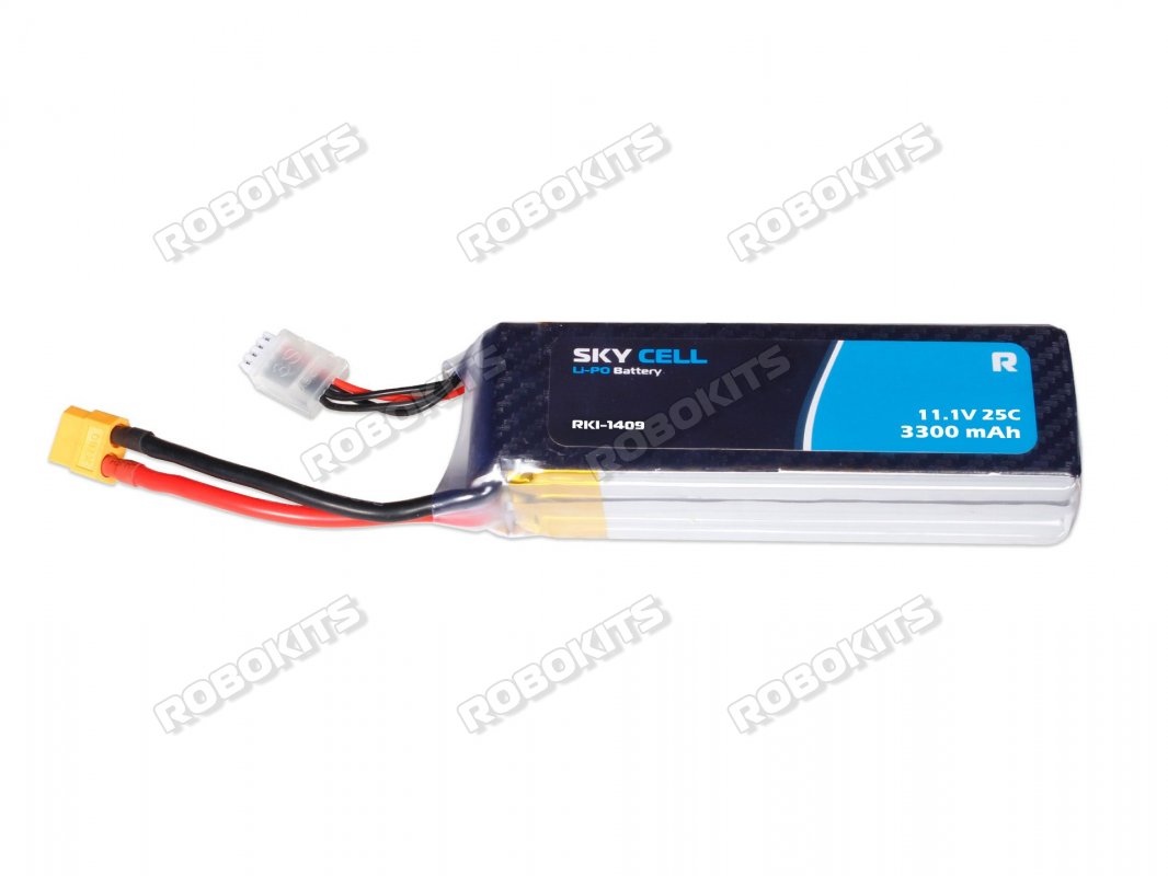 Skycell 11.1V 3S 3300mah 25C (Lipo) Lithium Polymer Rechargeable Battery - Click Image to Close