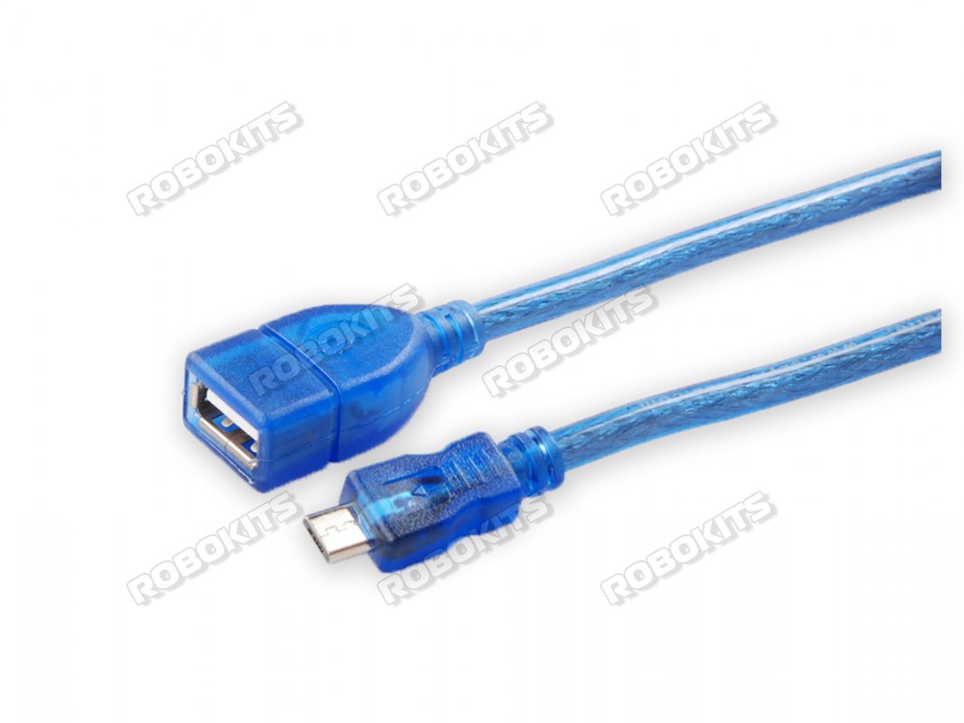 Male Micro USB Type-B to Female USB OTG Cable Adapter - Click Image to Close