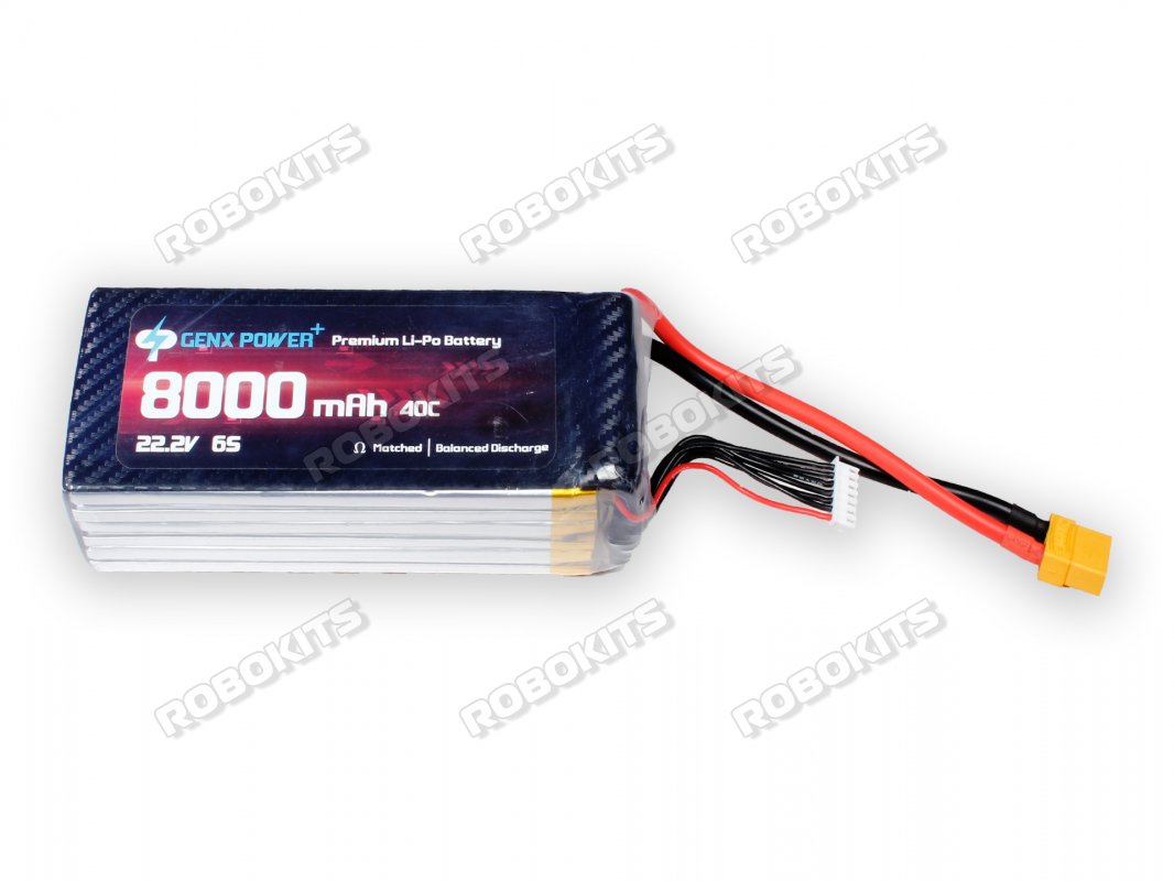 GenX 22.2V 6S 8000mAh 40C / 80C Premium Lipo Lithium Polymer Battery - Click Image to Close