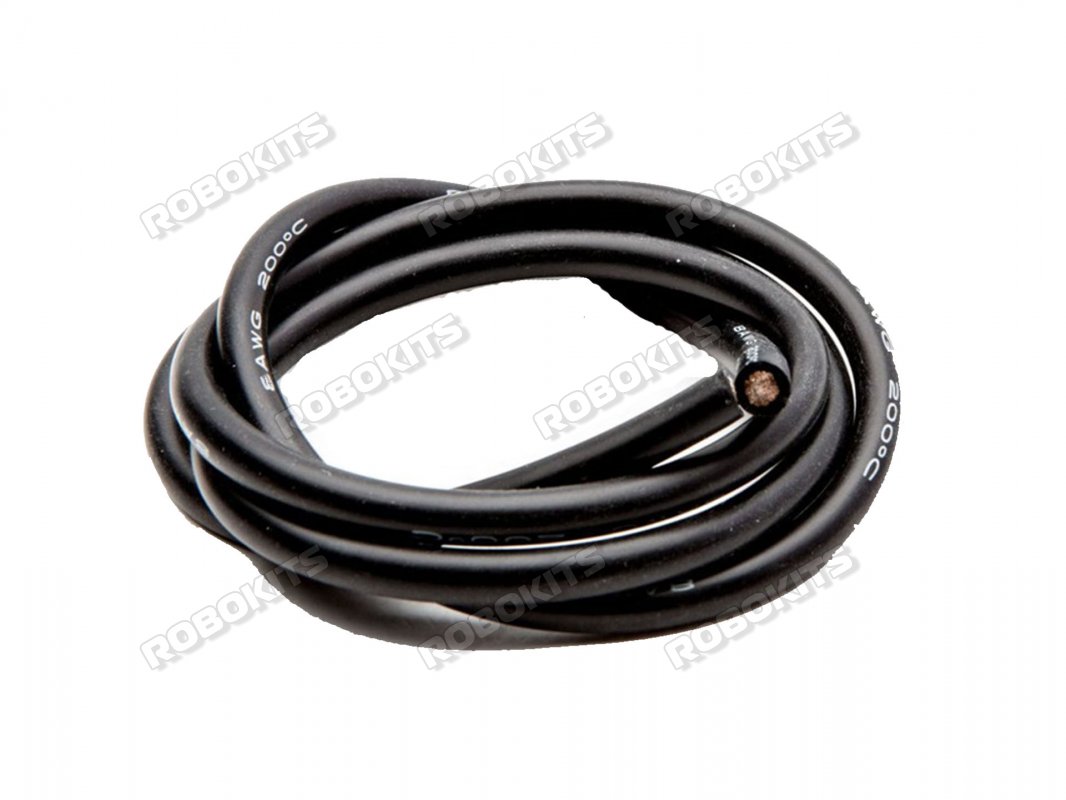 High Temperature Super Flexible Grade Silicone Wire 6AWG (1m Black)