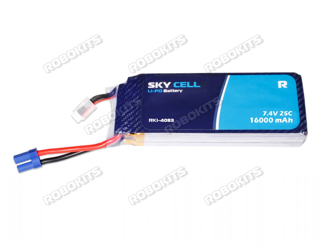 Skycell 7.4V 2S 16000mah 25C (Lipo) Lithium Polymer Rechargeable Battery