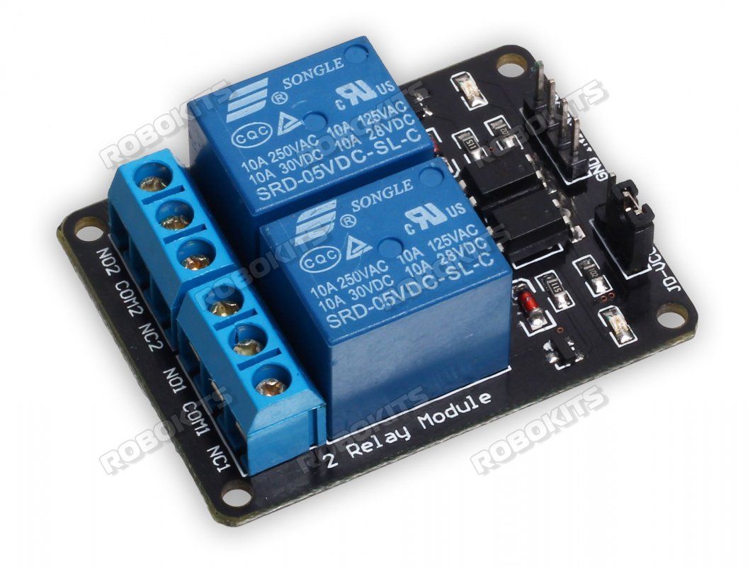 Opto-isolated 2 Channel 5V Relay Board - Click Image to Close