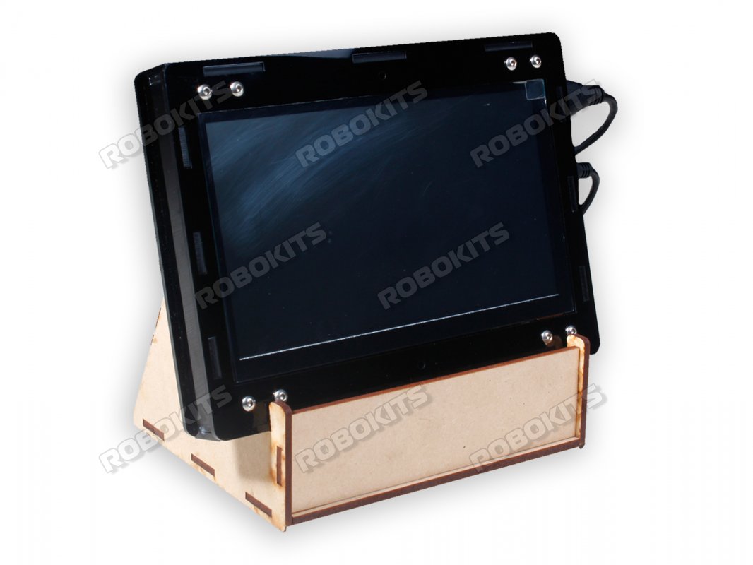 Combo Of Black Acrylic Case With MDF Stand + Raspberry Pi 7" LCD Display Raspberry Pi 4 Compatible - Click Image to Close