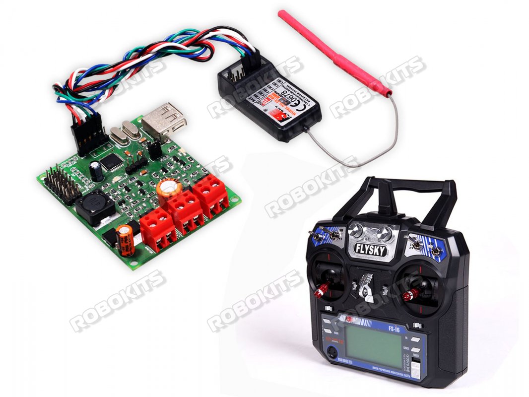 FLYSKY FS-I6 6CH 2.4GHZ TX with receiver and Dual 20A DC driver - Click Image to Close