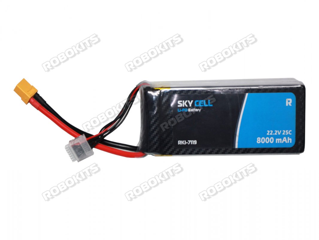 Skycell 22.2V 6S 8000mah 25C (Lipo) Lithium Polymer Rechargeable Battery