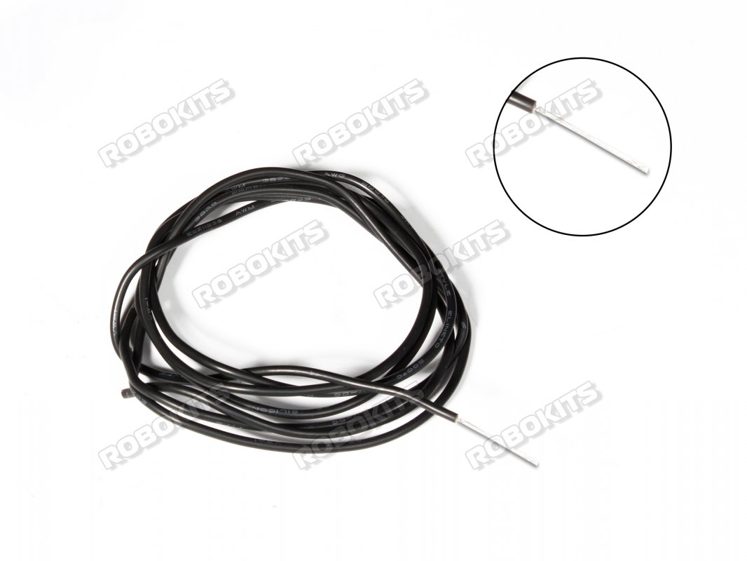 Silicone Wire High Temperature Corrosion Resistant 3KV UL 3239 Grade 20AWG (1m Black)