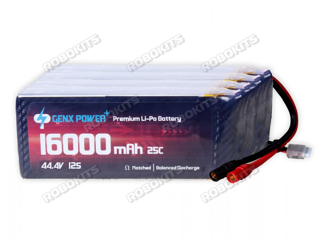 GenX 44.4V 12S 16000mAh 25C / 50C Premium Lipo Battery with AS150 Connector - Click Image to Close