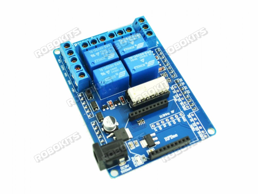 DC 4 Relays shield compatible with Arduino UNO/MEGA R3 XBEE - Click Image to Close