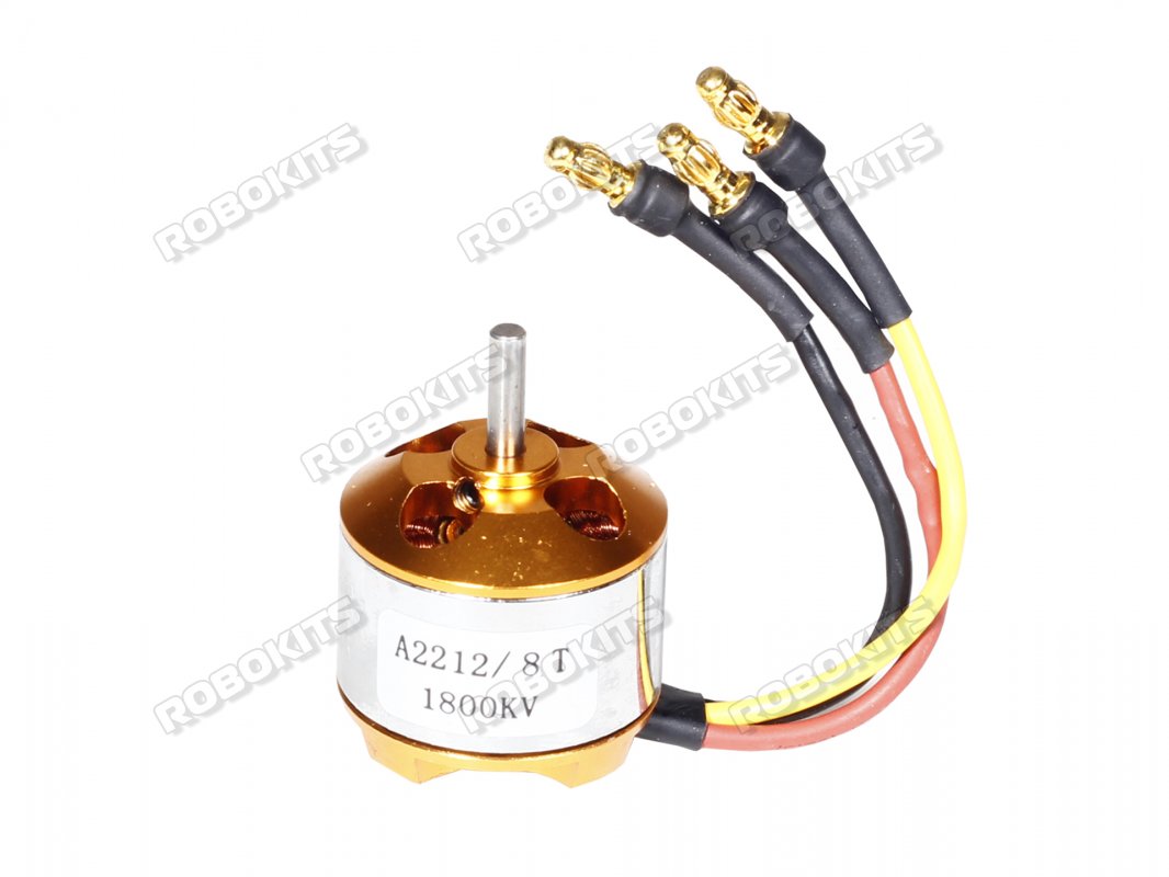 RC Brushless Motor 2212 1800KV with Soldered Banana Connector - Click Image to Close
