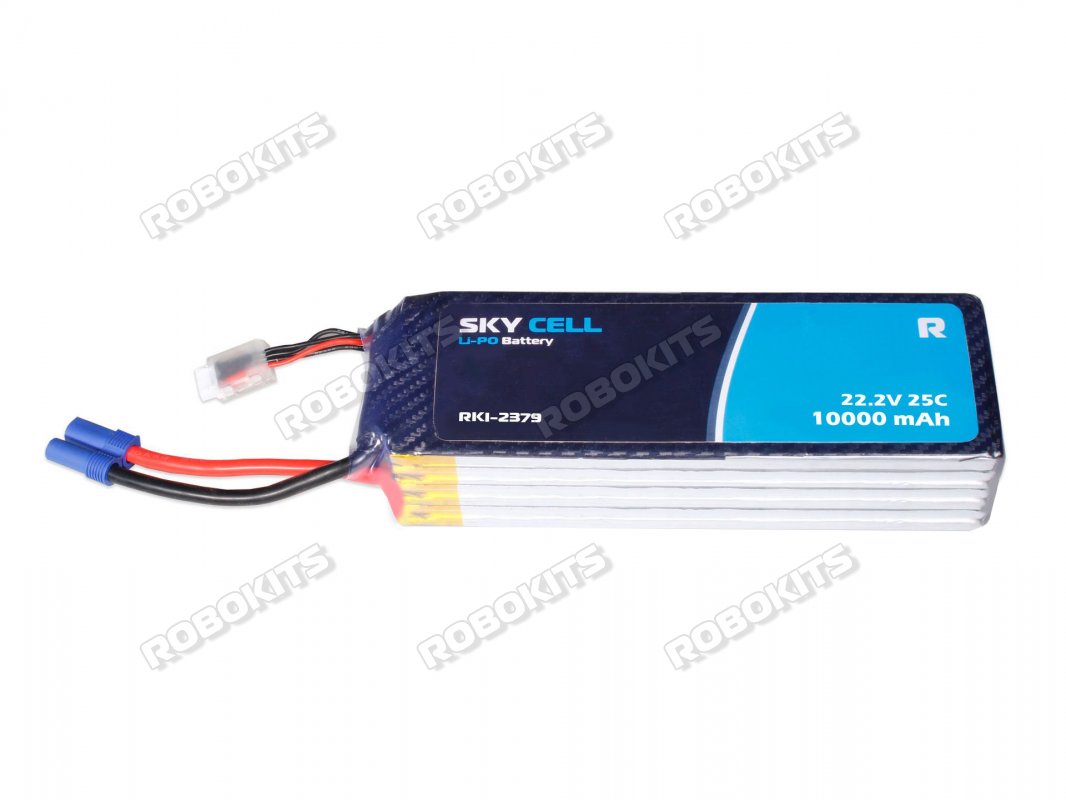Skycell 22.2V 6S 10000mah 25C (Lipo) Lithium Polymer Rechargeable Battery - Click Image to Close