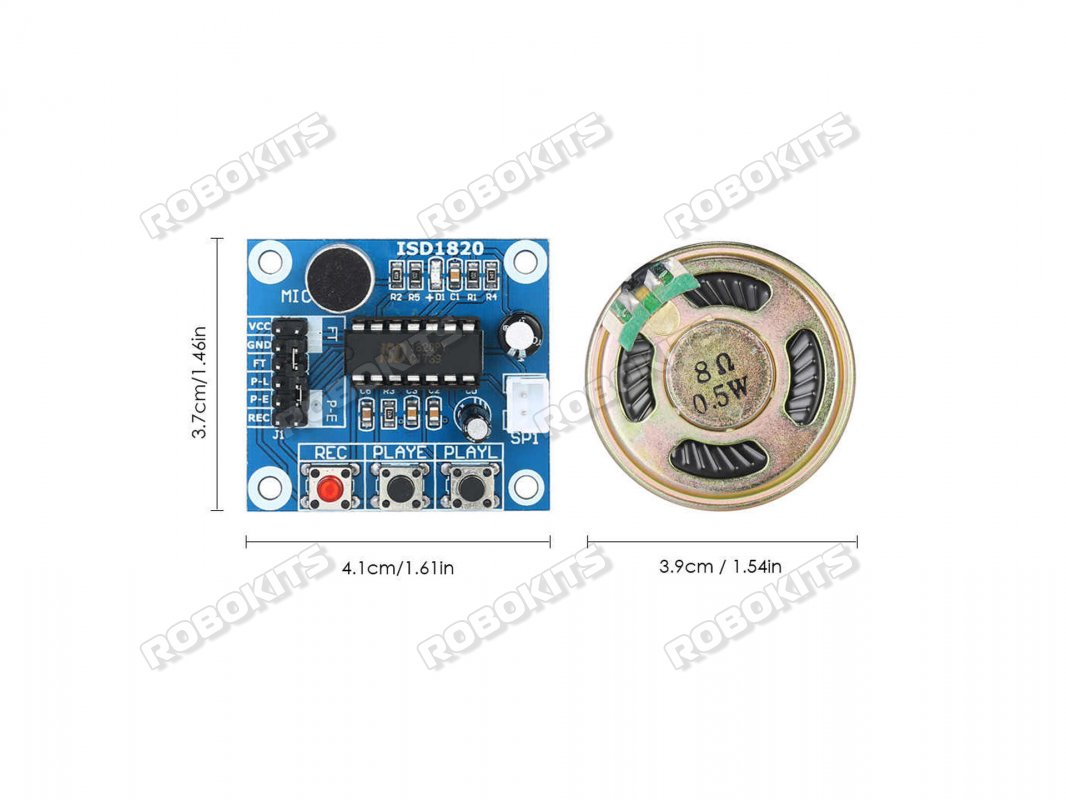 ISD1820 Voice Recorder & Playback Module onboard Microphone Speaker - Click Image to Close