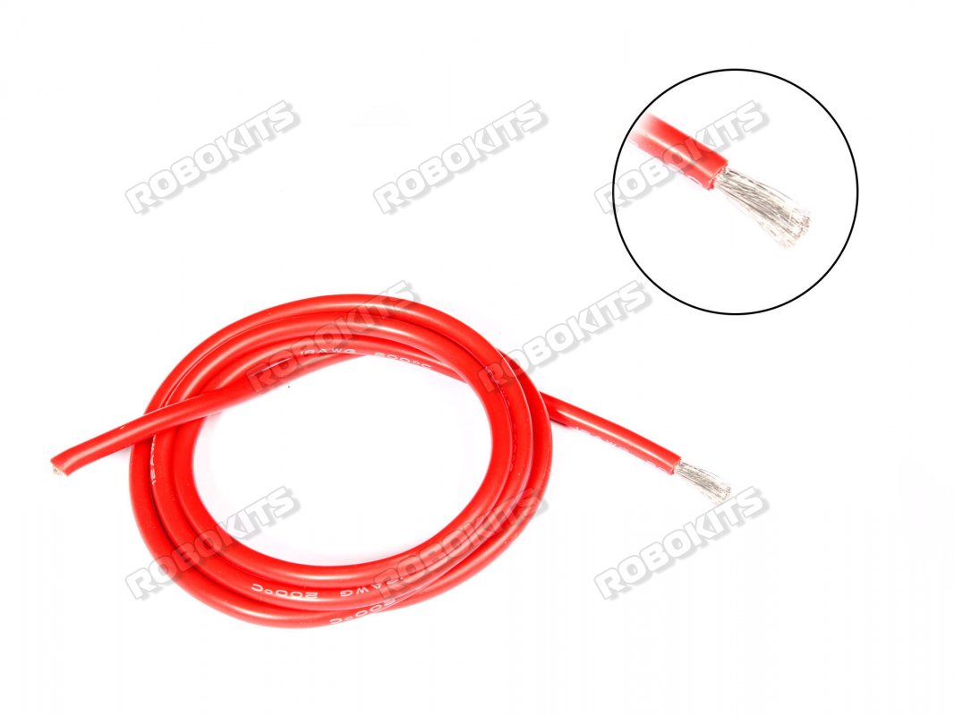 High Temperature Super Flexible Grade Silicone Wire 12AWG (1 meter Red)