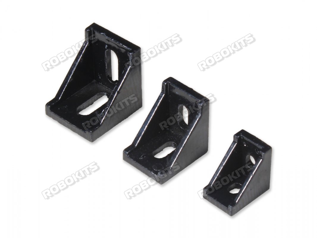 Black Anodized L Shape Aluminium Reinforcement Clamp With Straight Angle for 2020 Profile (MOQ 4 pcs) - Click Image to Close