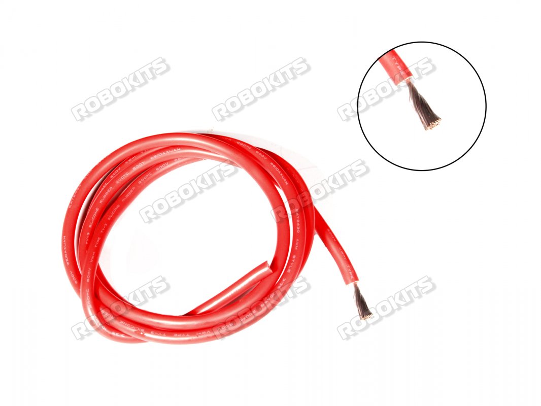 Silicone Wire High Temperature Corrosion Resistant 3KV UL 3239 Grade 10AWG (1 meter Red) - Click Image to Close