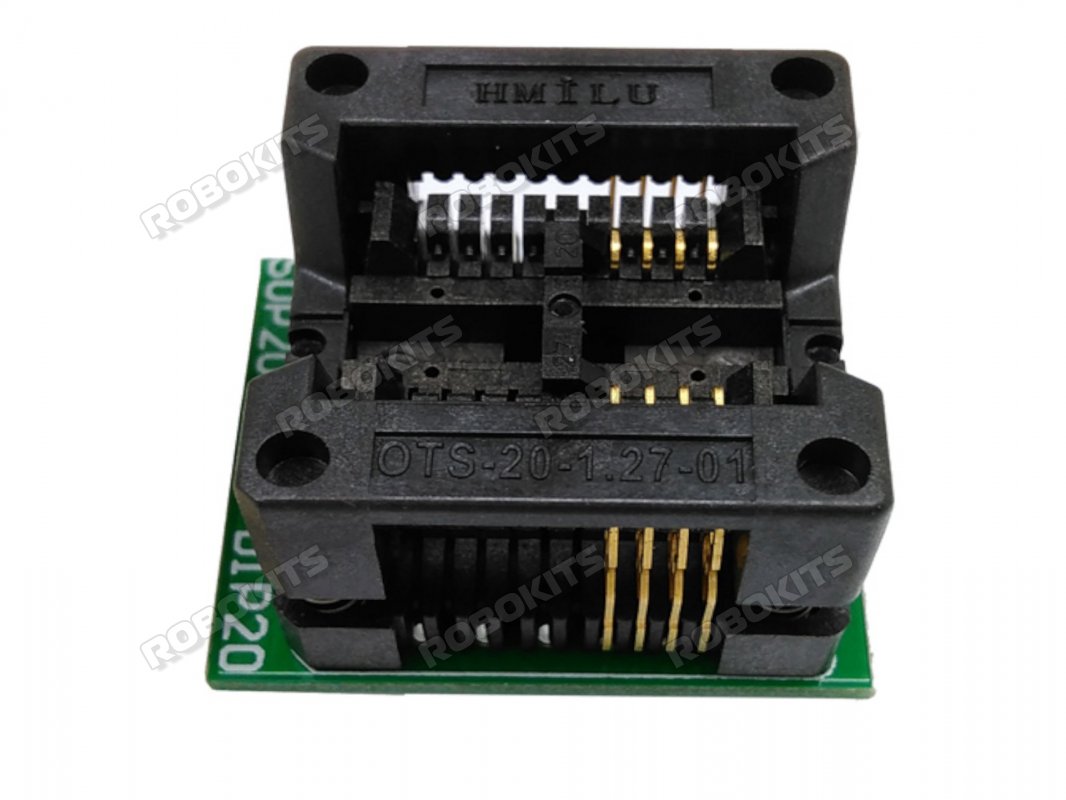 Programming Socket for SOP8 to 8pin Breakout with 5.4mm IC Width and 1.27mm Pitch