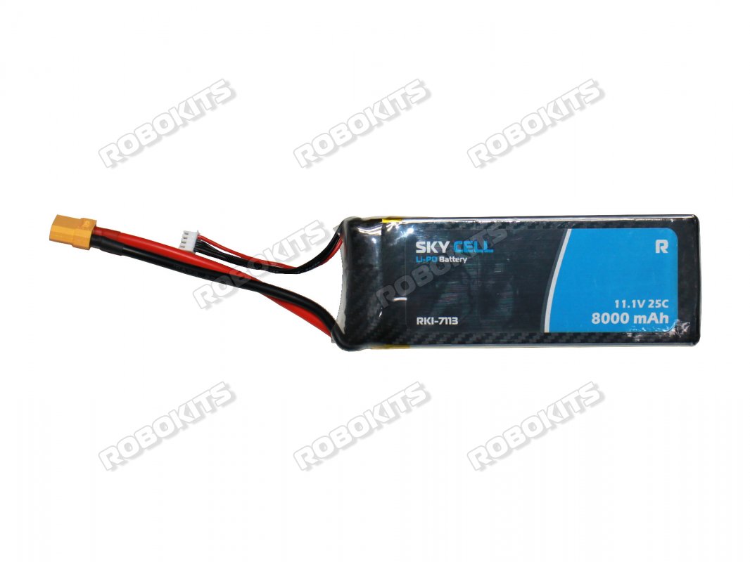 Skycell 11.1V 3S 8000mah 25C (Lipo) Lithium Polymer Rechargeable Battery
