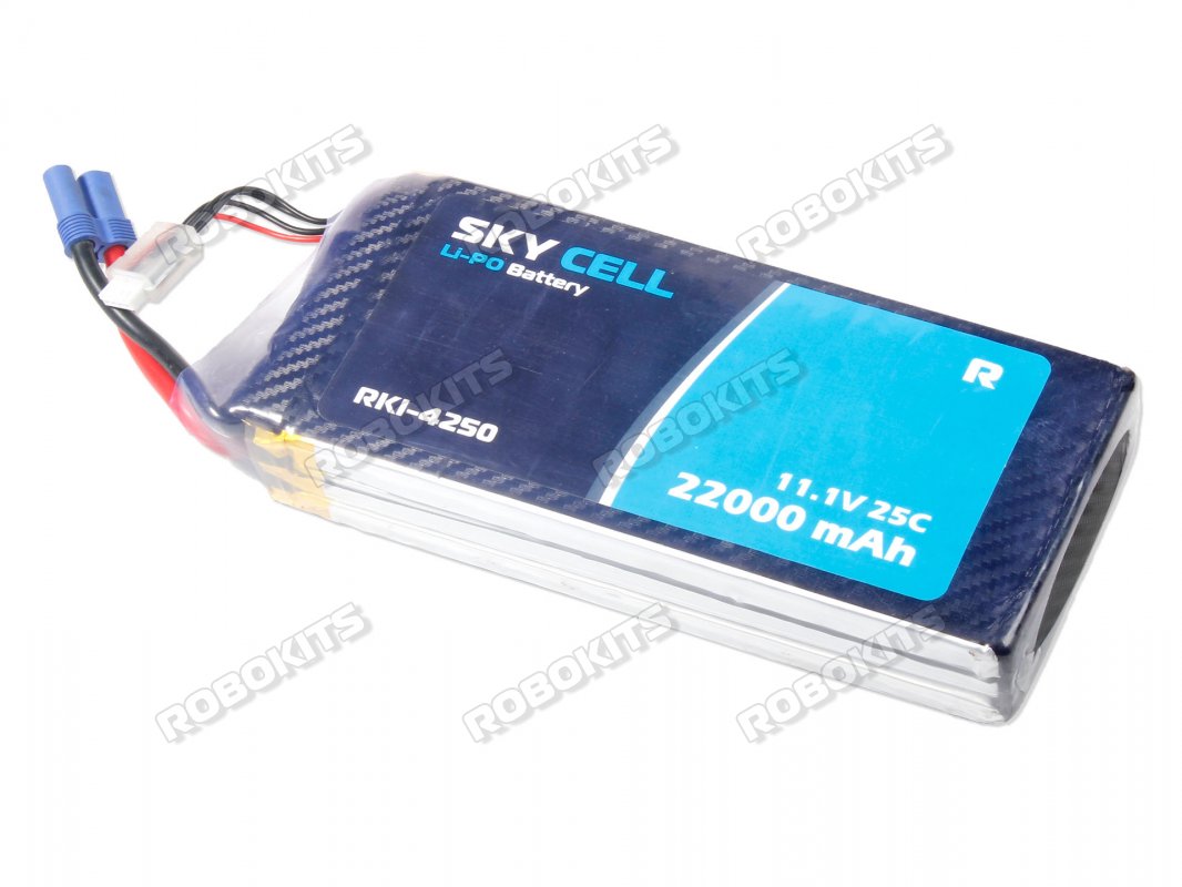 Skycell 11.1V 3S 22000mah 25C (Lipo) Lithium Polymer Rechargeable Battery - Click Image to Close