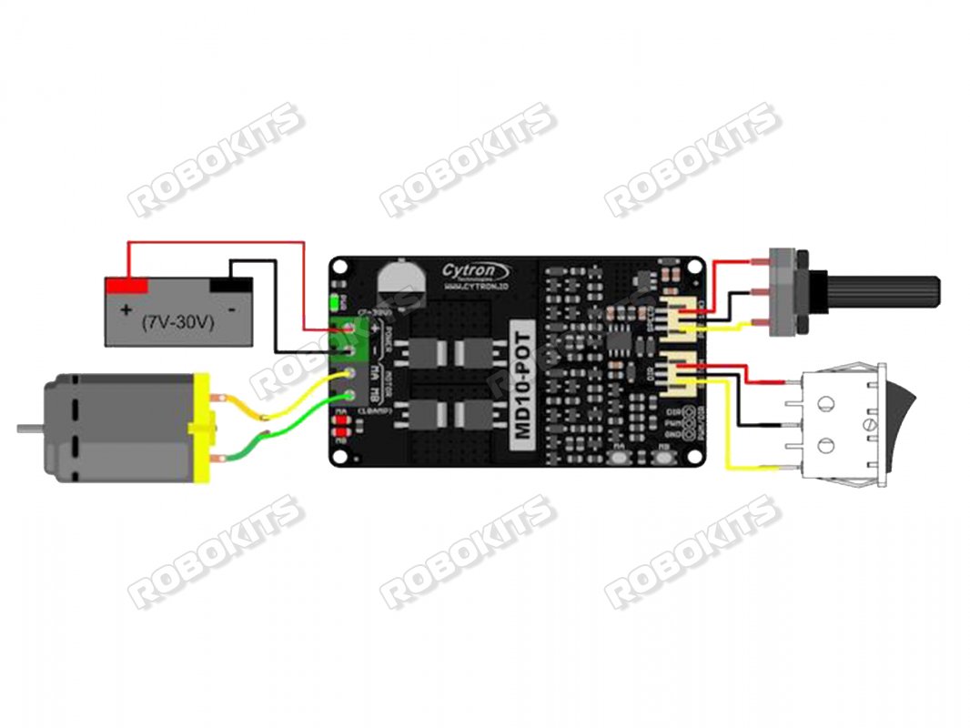 Cytron Potentiometer & Switch Control DC Motor Driver 7V-30V 10Amp -MD10-POT (Original) - Click Image to Close