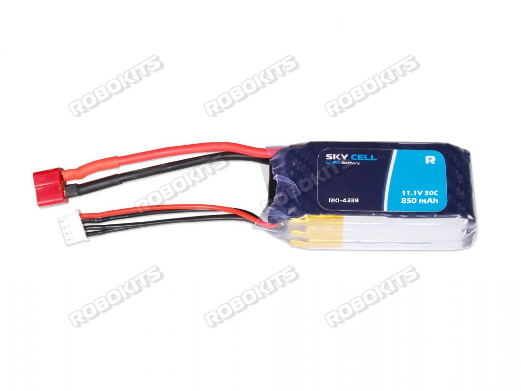 Skycell 11.1V 3S 850mah 30C (Lipo) Lithium Polymer Rechargeable Battery