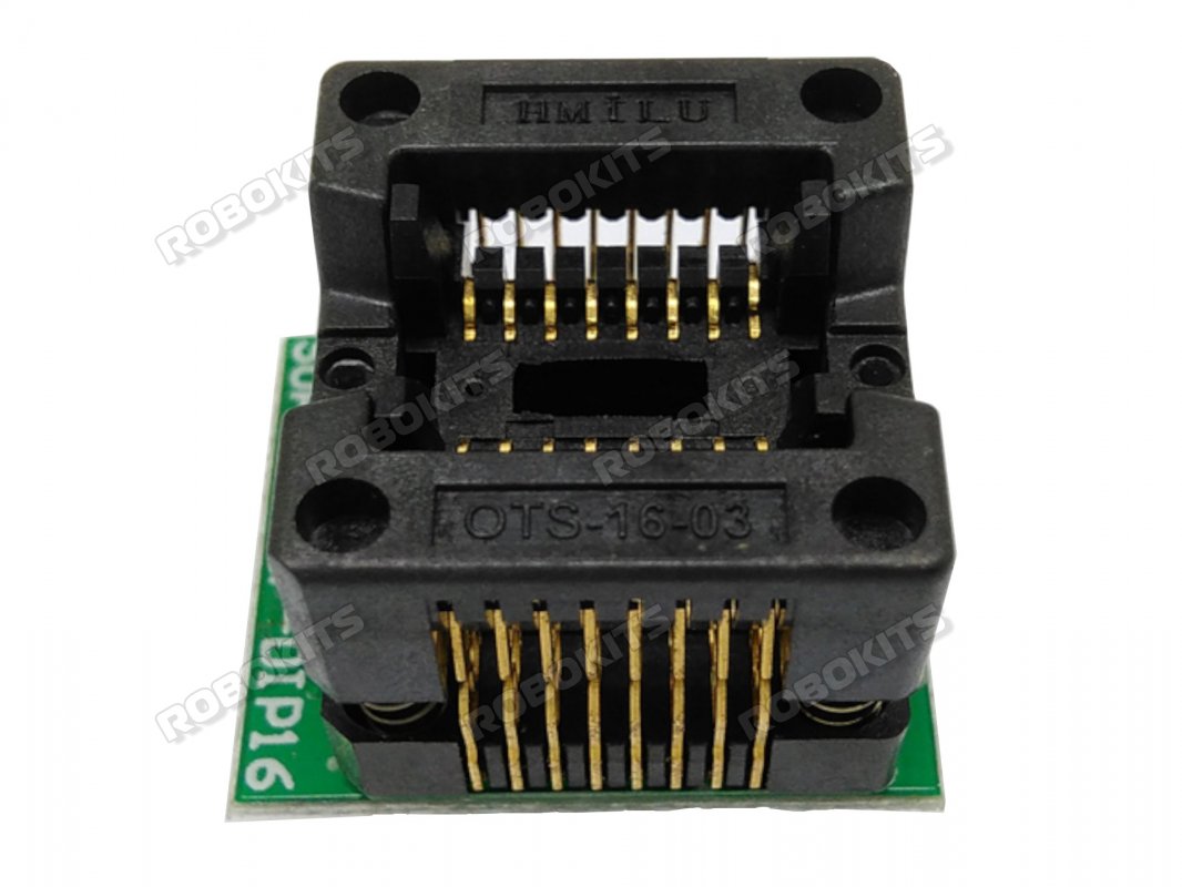 Programming Socket for SOP16 to 16pin Breakout with 3.9mm IC Width and 1.27mm Pitch