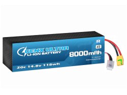 GenX Ultra 14.8V 4S2P 8000mah 20C/40C Discharge Premium Lithium ion Rechargeable Battery