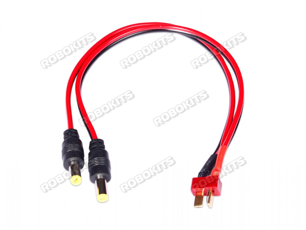 T Type Male to Two DC Jack Male Connector